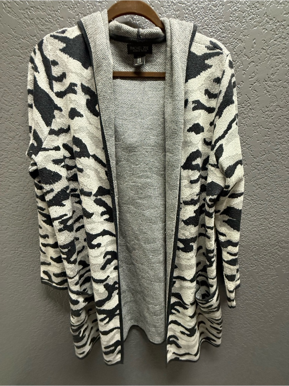 Rachel Zoe Black & White Open Front Cardigan Sweater Size 1X